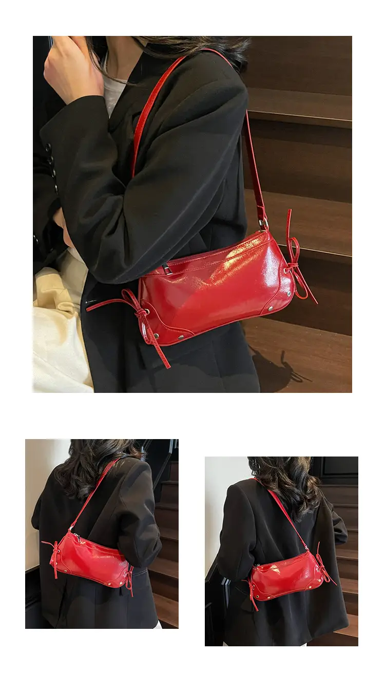 Red Rivet Bow Handbag for Women Large Capacity — feature 21