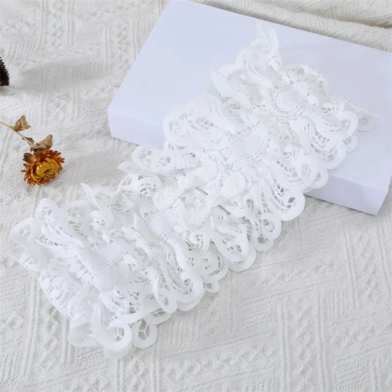 White Lace Wide Belt with Ribbon for Women — feature 10