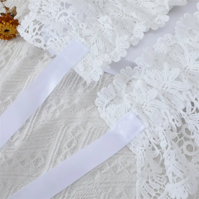 White Lace Wide Belt with Ribbon for Women — feature 12