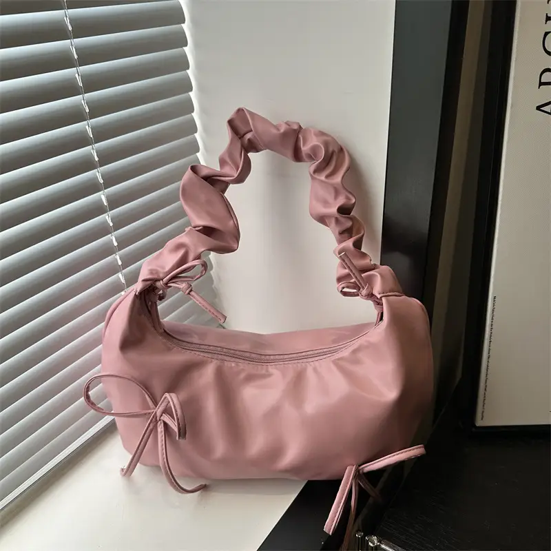 Women's White Drawstring Bow Crossbody Bag Large Capacity - Image 5