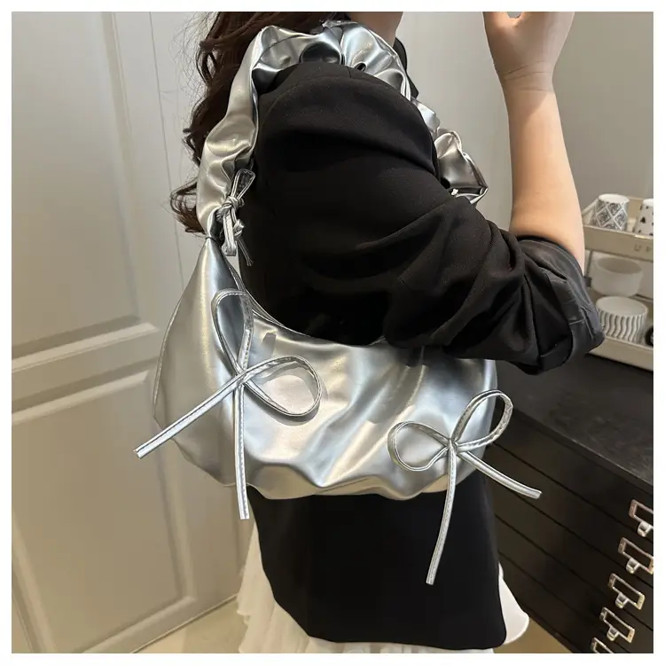 Women's White Drawstring Bow Crossbody Bag Large Capacity — feature 11