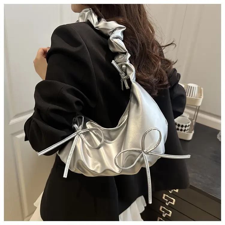 Women's White Drawstring Bow Crossbody Bag Large Capacity — feature 12