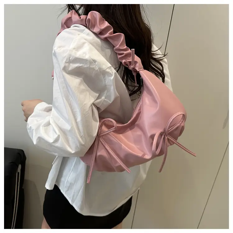 Women's White Drawstring Bow Crossbody Bag Large Capacity — feature 14