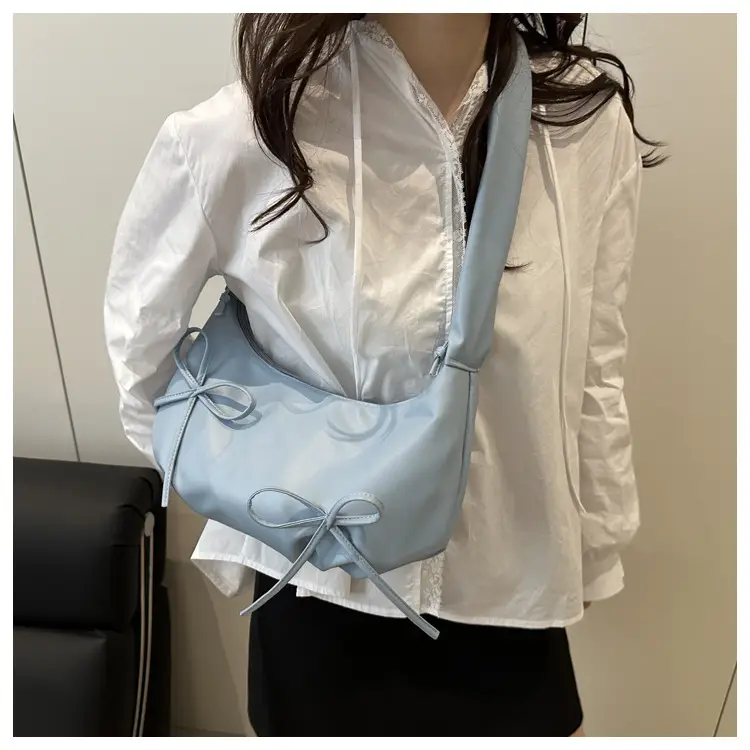 Women's White Drawstring Bow Crossbody Bag Large Capacity — feature 15