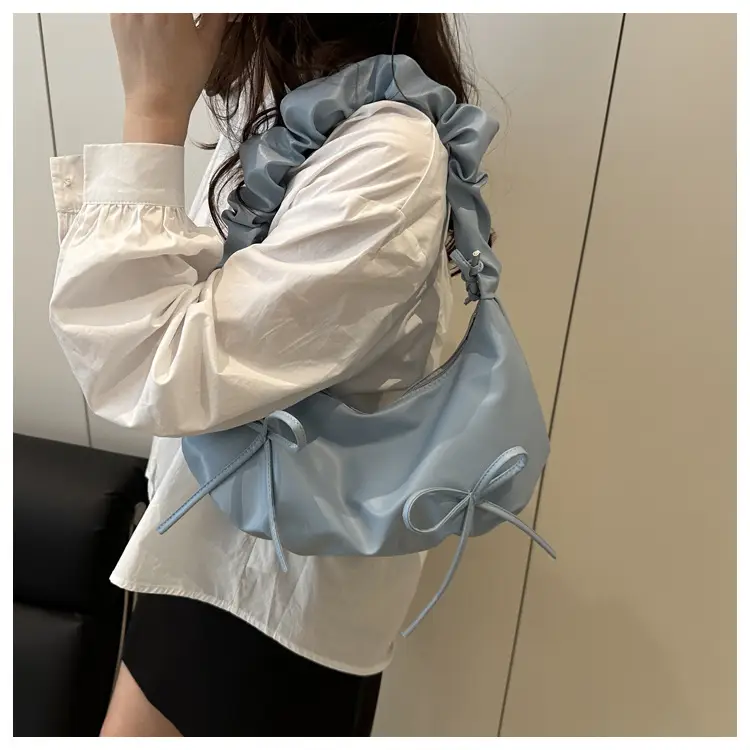Women's White Drawstring Bow Crossbody Bag Large Capacity — feature 16