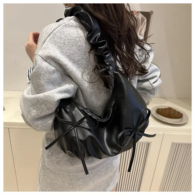 Women's White Drawstring Bow Crossbody Bag Large Capacity — feature 18