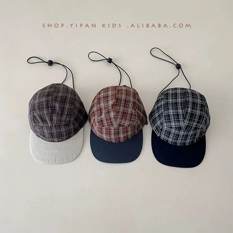 Children's Plaid Baseball Cap Spring Summer Outdoor Camping Sunshade Cap - Image 4
