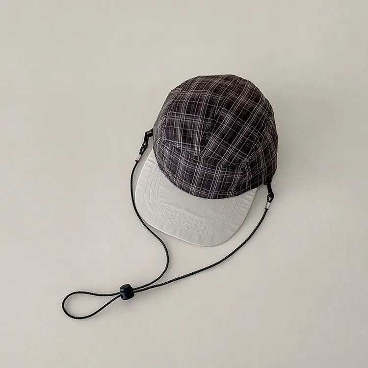 Children's Plaid Baseball Cap Spring Summer Outdoor Camping Sunshade Cap - Image 3