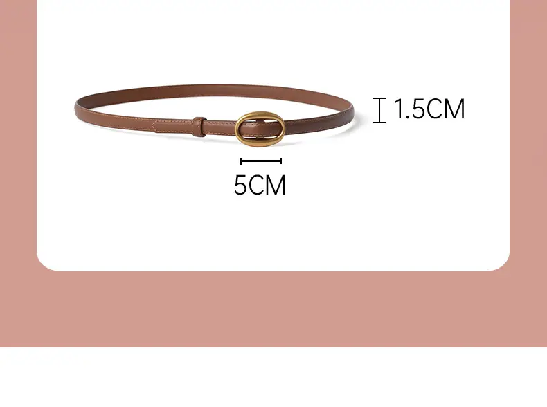 Women's Black Genuine Leather Belt with Gold Buckle — feature 3