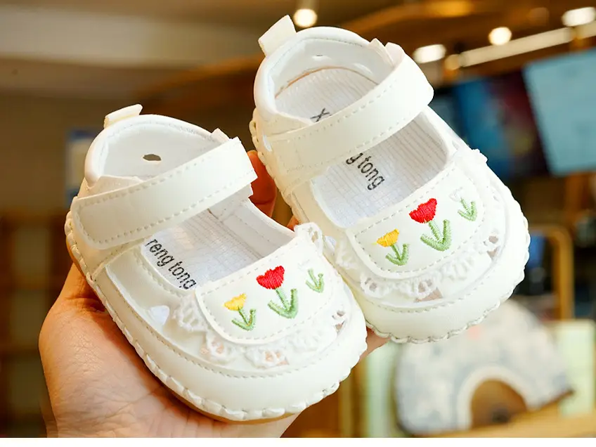 Baby Sandals White Embroidered 0-1 Years — feature 4