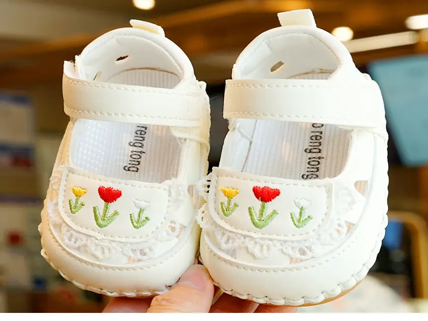 Baby Sandals White Embroidered 0-1 Years — feature 6
