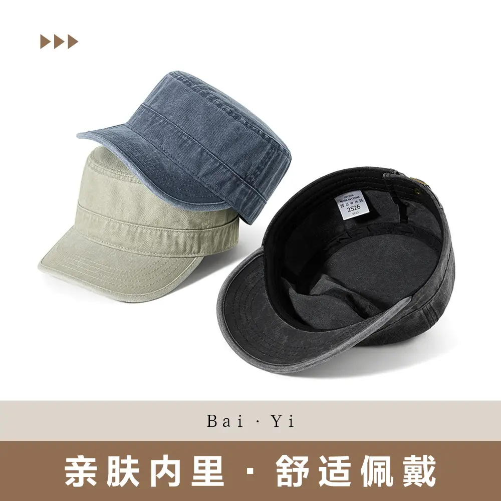 Spring Wash Cotton Men Hat with Back Closure