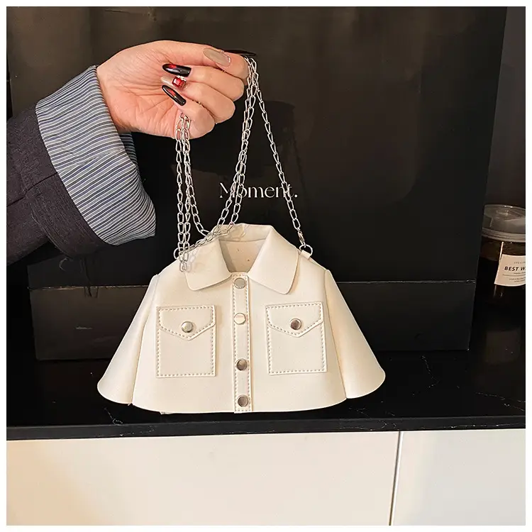 Women's Cream Shoulder Bag with Chain Crossbody Design — feature 9