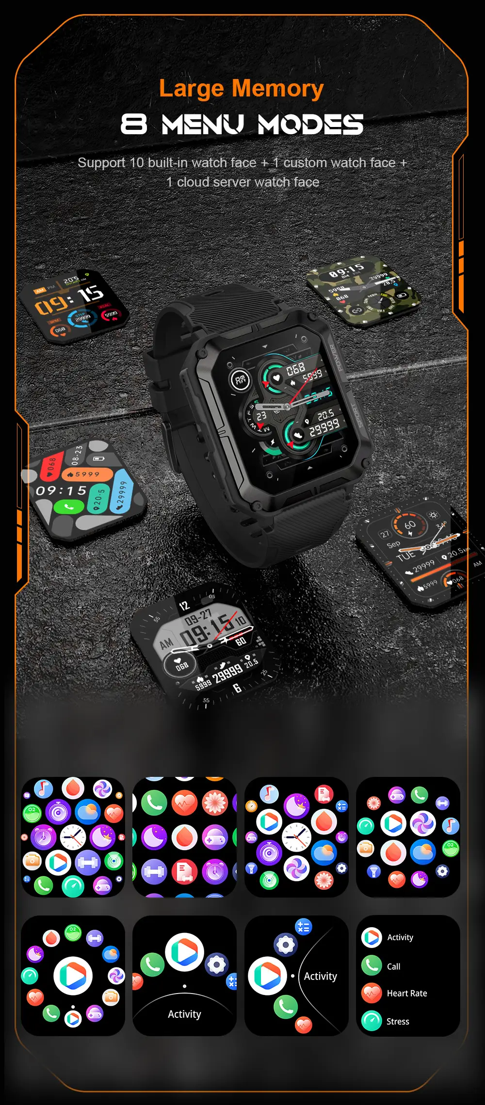 C20Pro Bluetooth Call Outdoor Rugged Sports Waterproof Pedometer Smartwatch — feature 10