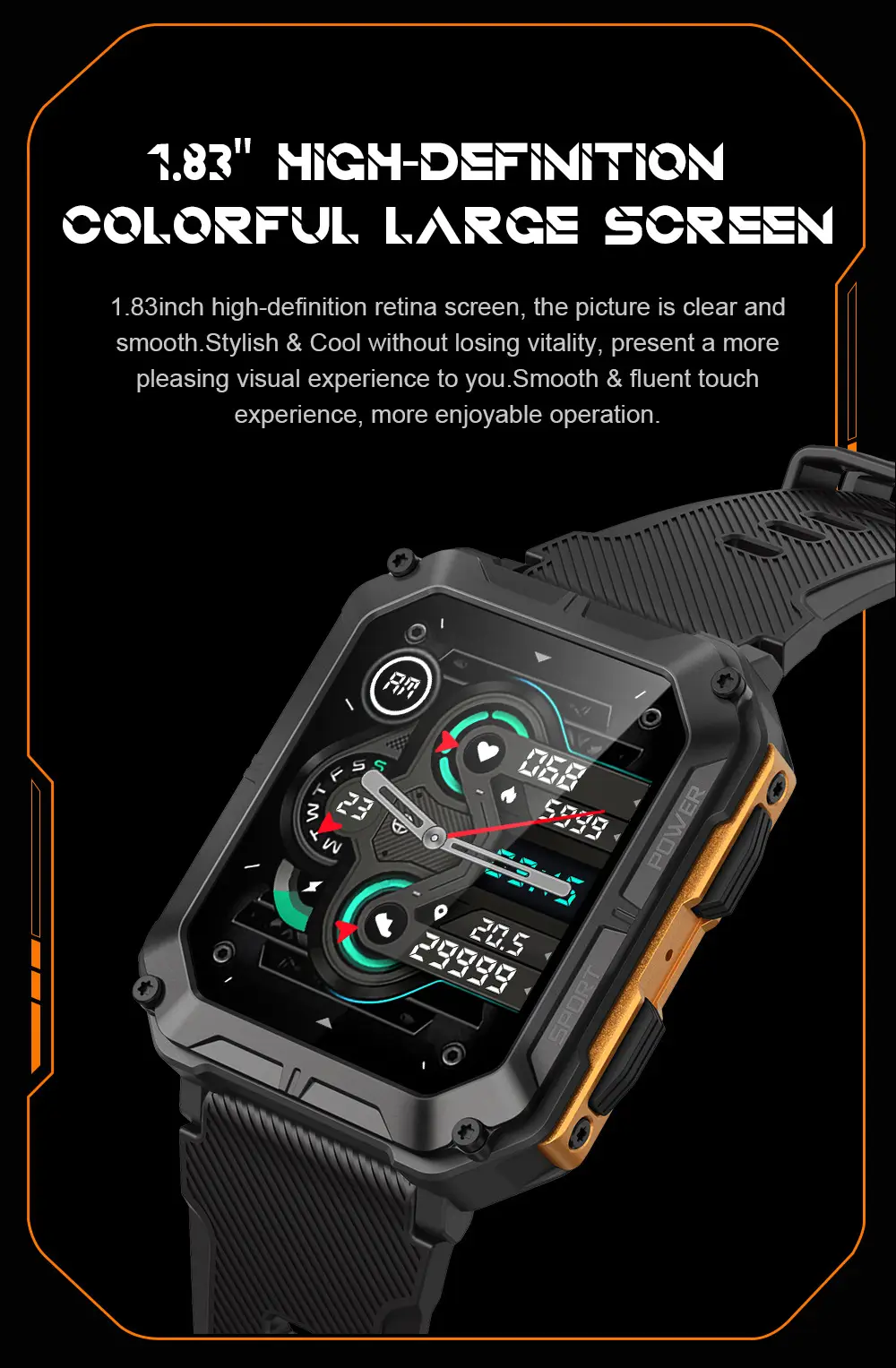 C20Pro Bluetooth Call Outdoor Rugged Sports Waterproof Pedometer Smartwatch — feature 13