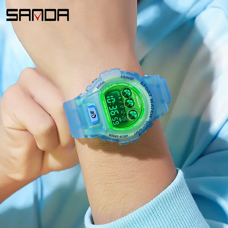 Sanda LED Digital Watch for Men Women Blue Green Waterproof - Image 5
