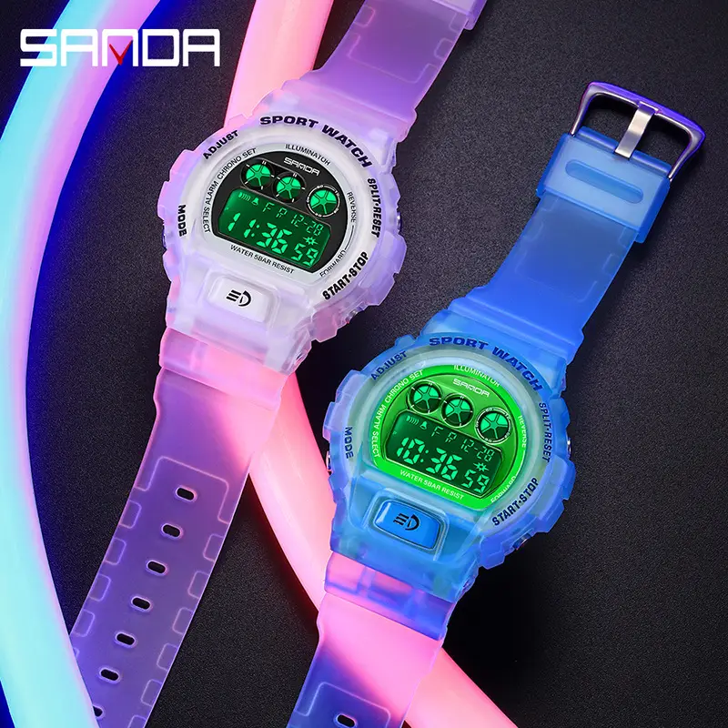 Sanda LED Digital Watch for Men Women Blue Green Waterproof - Image 6