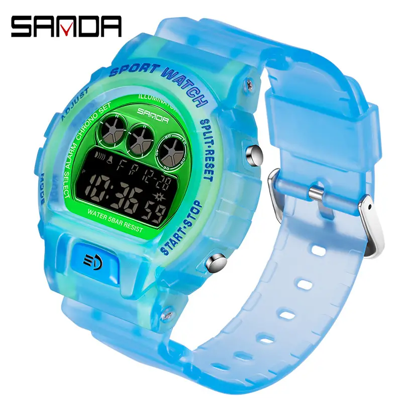 Sanda LED Digital Watch for Men Women Blue Green Waterproof - Image 7
