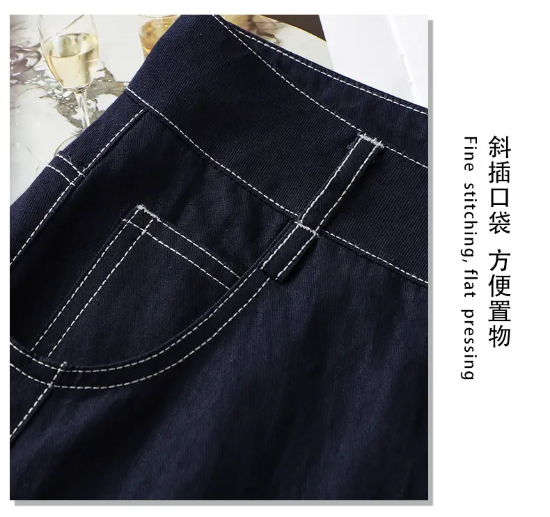 Dark Blue Tencel Wide Leg Pants for Women 2026 — feature 8