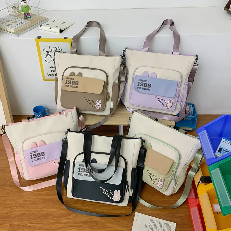 New Primary School Students Canvas Tote Bags Large Capacity — feature 2
