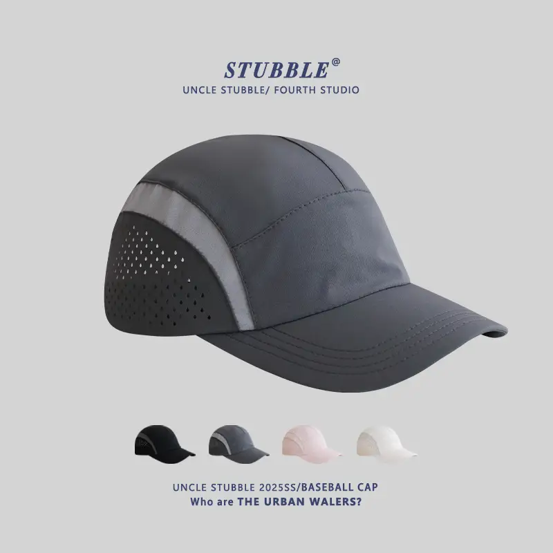 Men's Stubble Cap Grey Breathable Sports Hat — feature 1