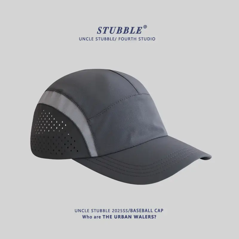 Men's Stubble Cap Grey Breathable Sports Hat - Image 2