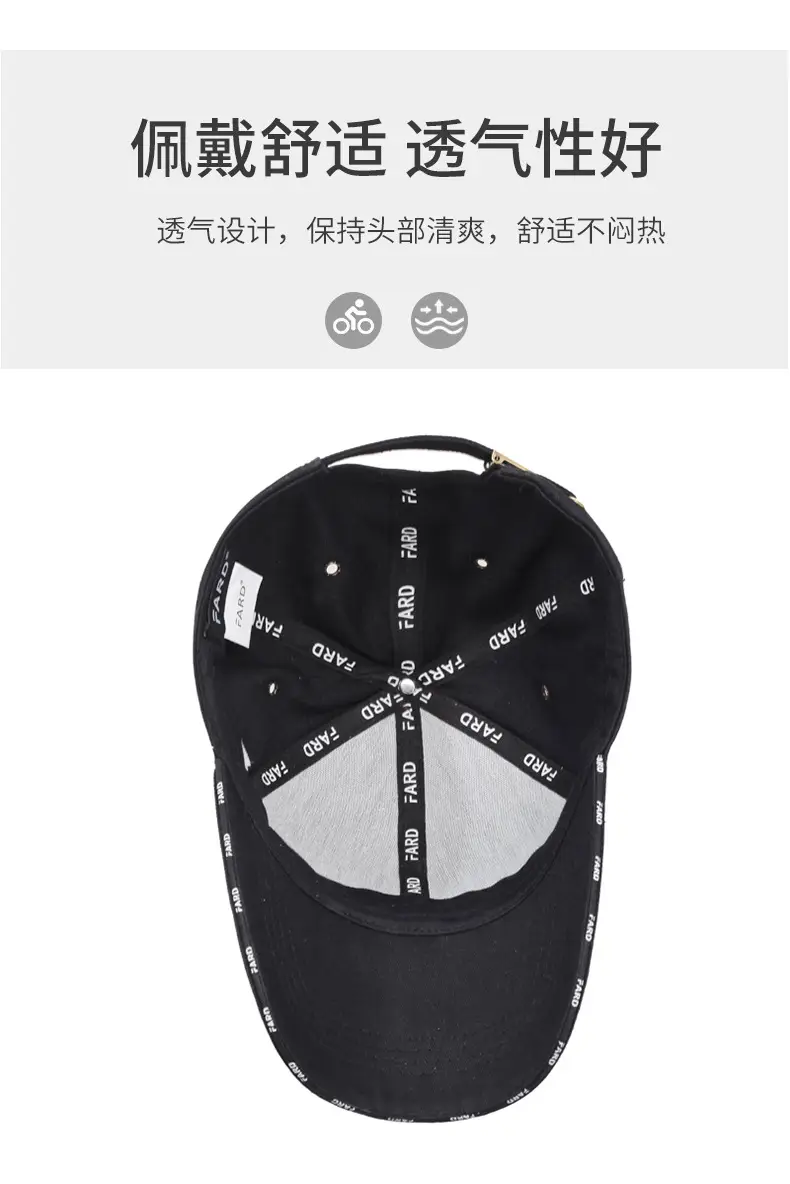 Unisex Embroidered Peaked Cap Black Hard Top Outdoor Casual — feature 5