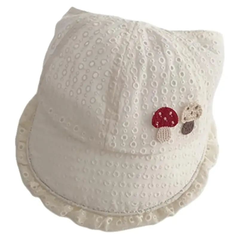 Children's White Beaded Sun Hat with Big Brim - Image 8