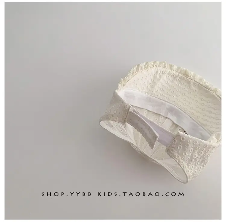 Children's White Beaded Sun Hat with Big Brim — feature 10
