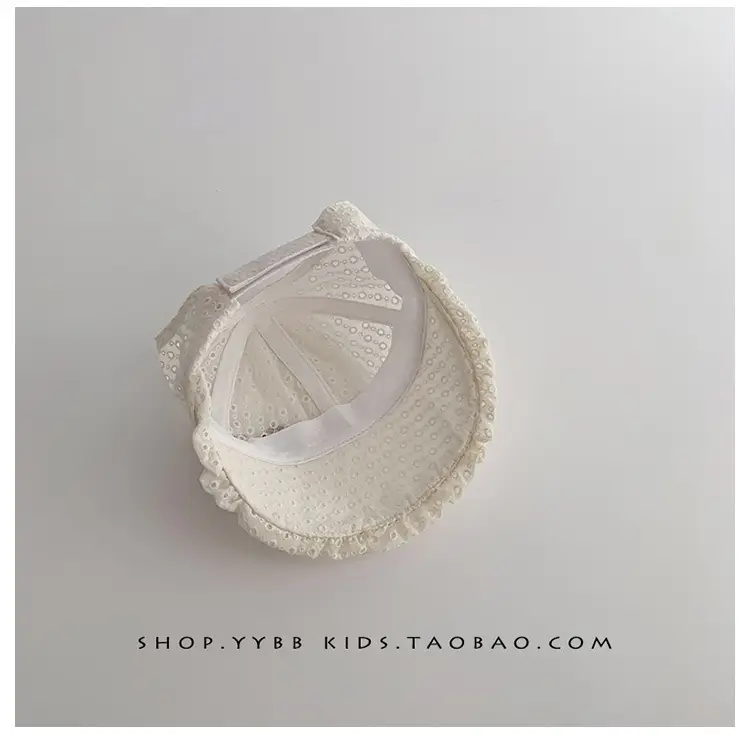Children's White Beaded Sun Hat with Big Brim — feature 11