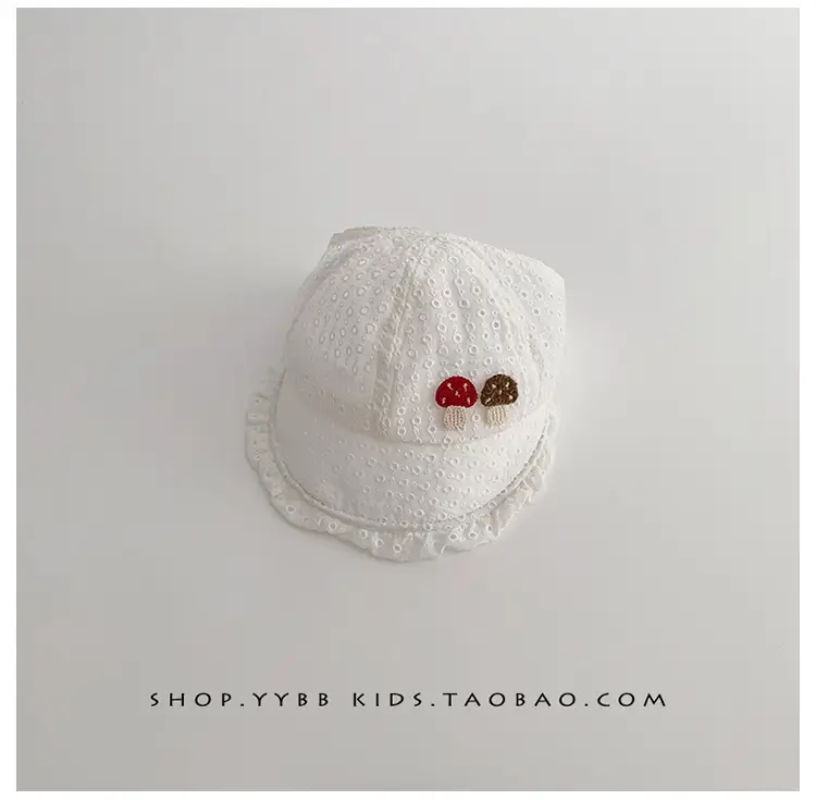 Children's White Beaded Sun Hat with Big Brim — feature 14