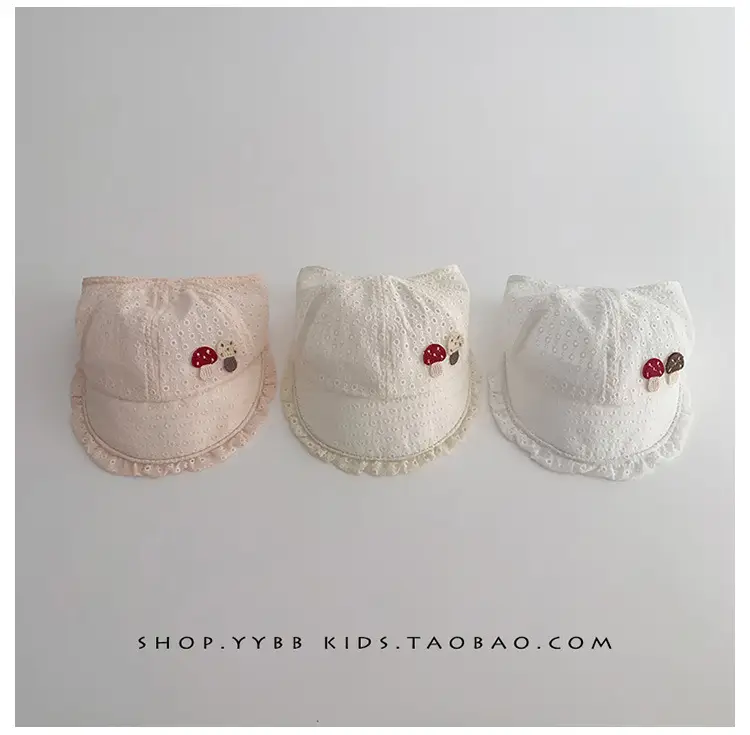 Children's White Beaded Sun Hat with Big Brim — feature 15