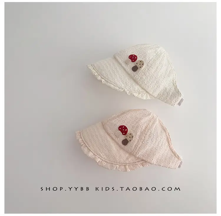 Children's White Beaded Sun Hat with Big Brim — feature 9