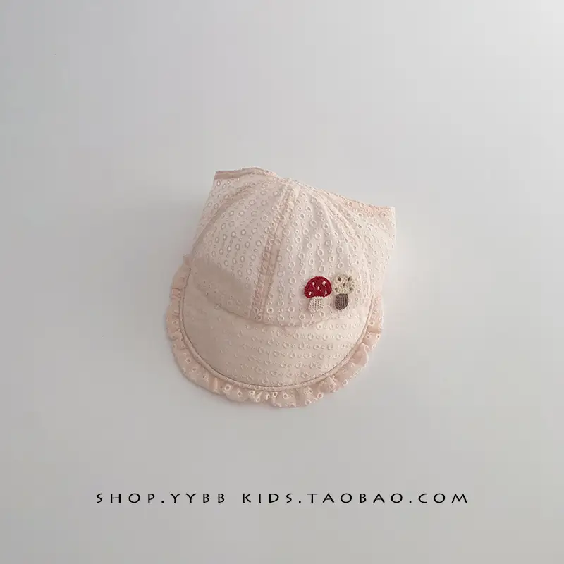 Children's White Beaded Sun Hat with Big Brim - Image 3