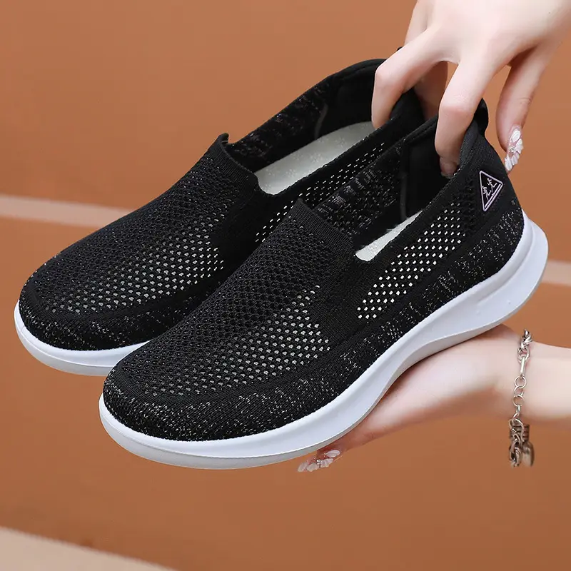 Summer New Style Women's Casual Sneakers, Solid Color Versatile Slip-On Comfortable Soft-Soled Mom Shoes - Image 6