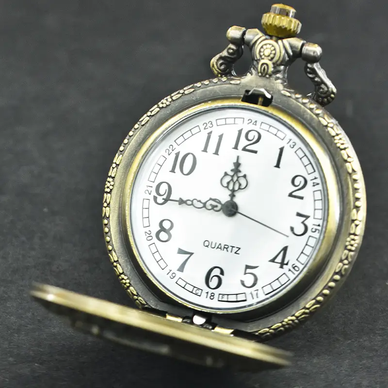 Cross-Border Leaf Pattern Flip Pocket Watch Necklace - Image 4