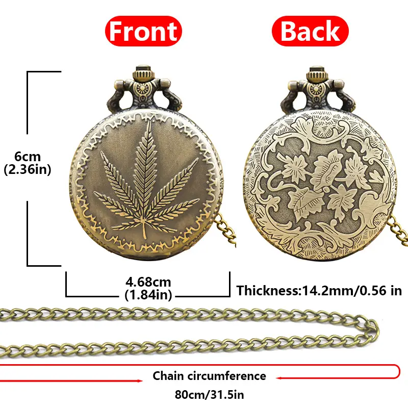 Cross-Border Leaf Pattern Flip Pocket Watch Necklace — feature 8