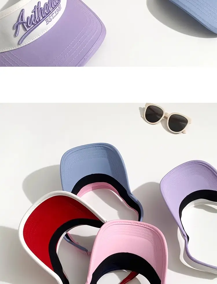 Women Letter Embroidery Visor Hat Navy White Summer Travel Sports Sunshade — feature 17