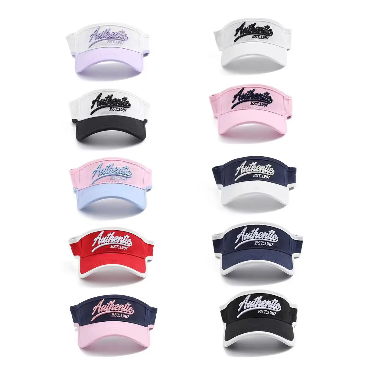 Women Letter Embroidery Visor Hat Navy White Summer Travel Sports Sunshade — feature 3