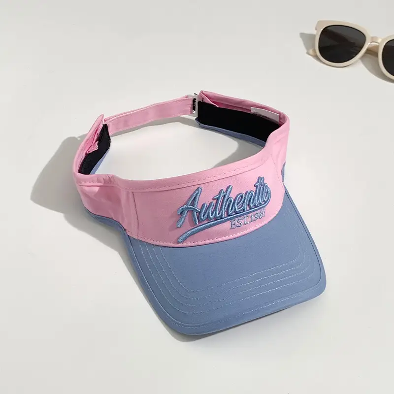 Women Letter Embroidery Visor Hat Navy White Summer Travel Sports Sunshade - Image 3