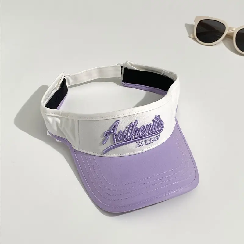 Women Letter Embroidery Visor Hat Navy White Summer Travel Sports Sunshade - Image 4