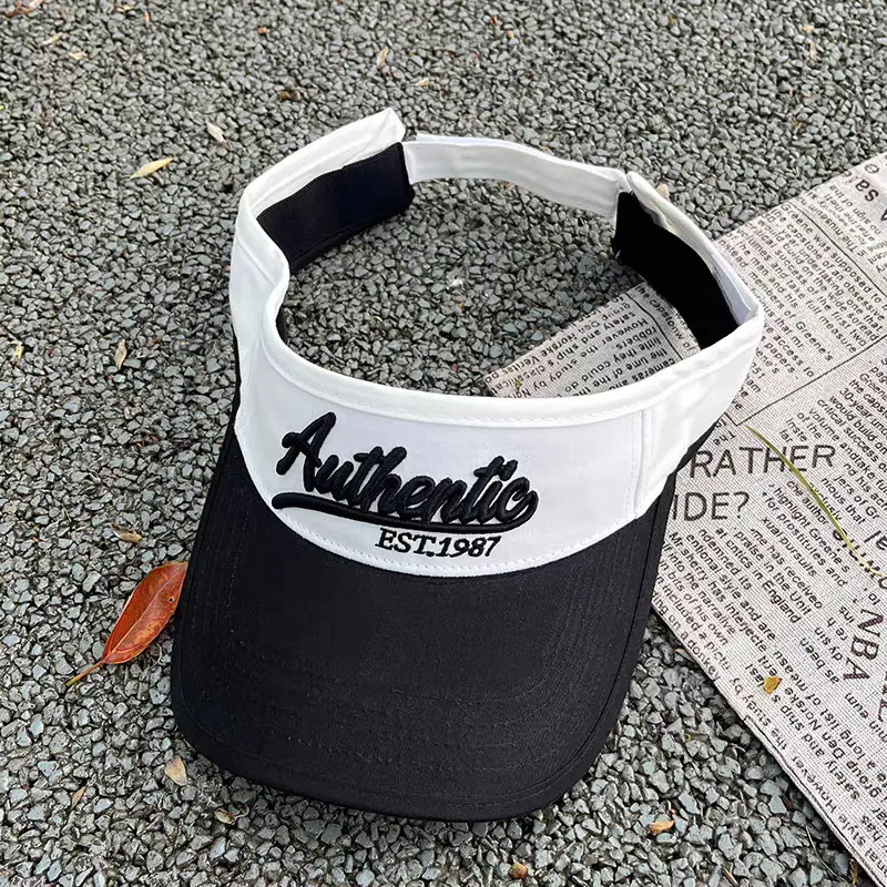 Women Letter Embroidery Visor Hat Navy White Summer Travel Sports Sunshade - Image 7