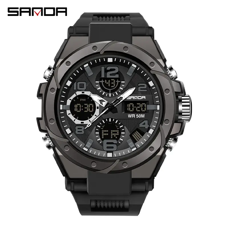 Sanda Red Dual Display Sports Watch for Men Women - Image 61