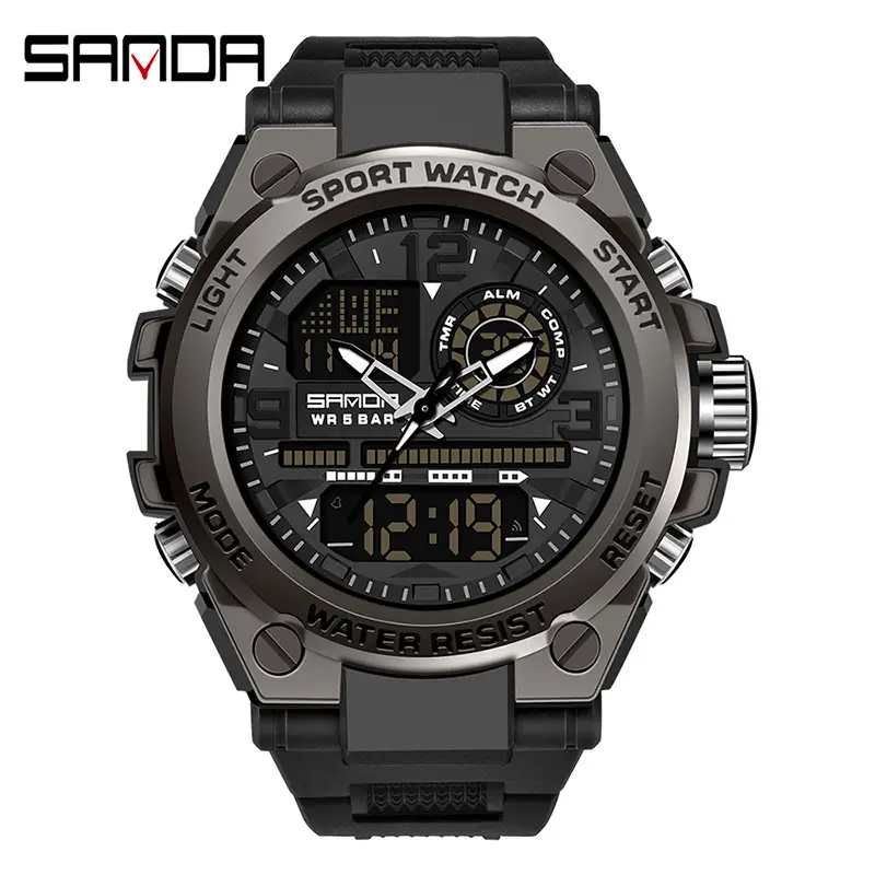 Sanda Red Dual Display Sports Watch for Men Women - Image 19