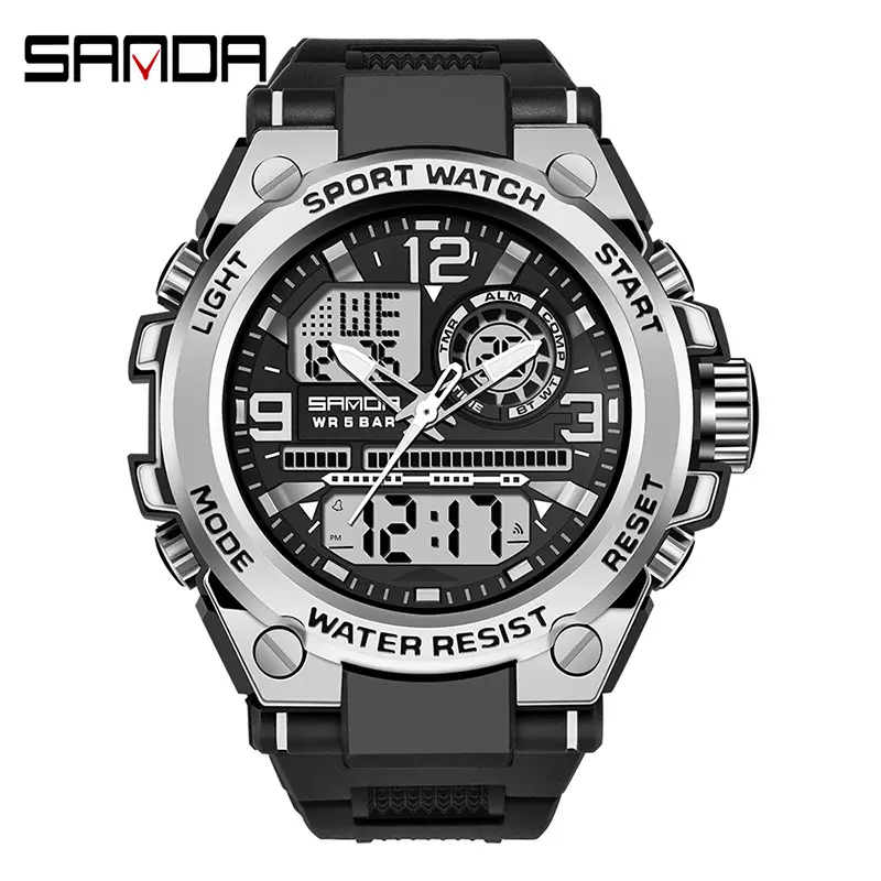 Sanda Red Dual Display Sports Watch for Men Women - Image 22