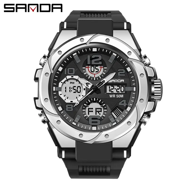 Sanda Red Dual Display Sports Watch for Men Women - Image 3