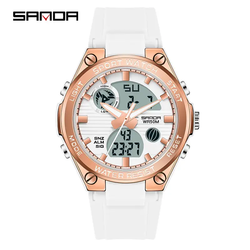 Sanda Red Dual Display Sports Watch for Men Women - Image 32
