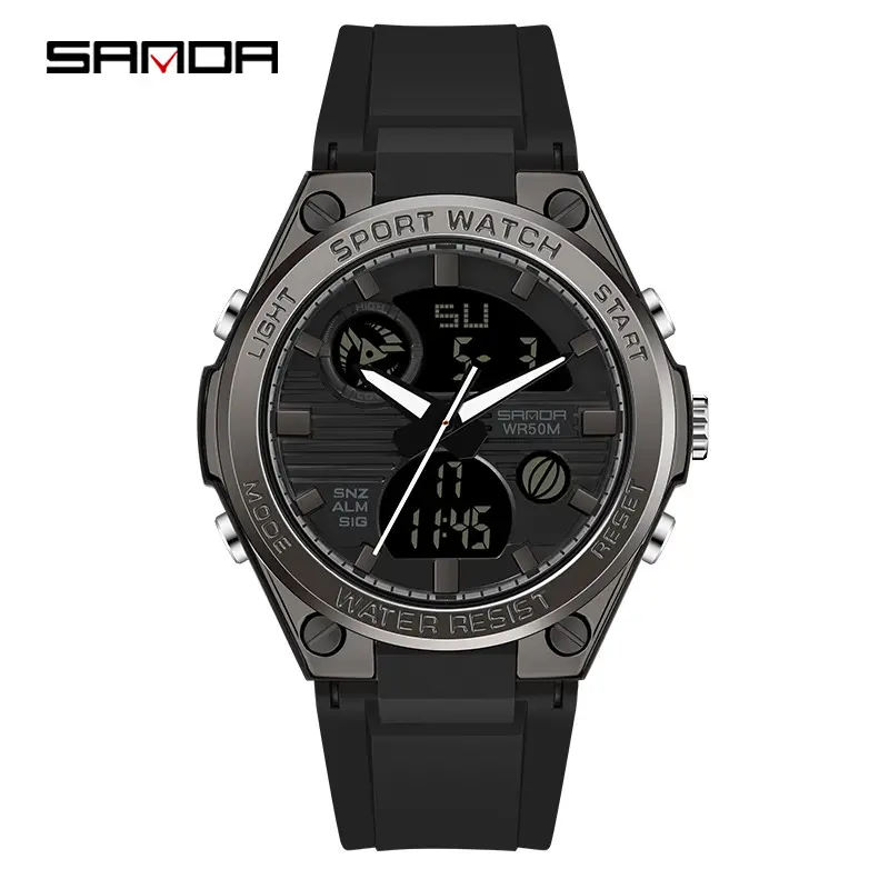 Sanda Red Dual Display Sports Watch for Men Women - Image 34