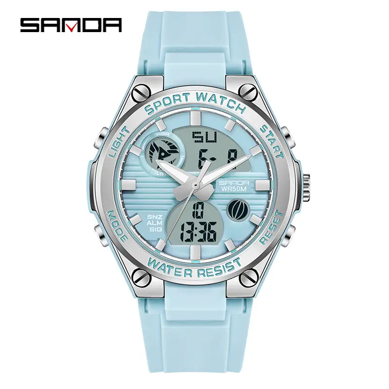 Sanda Red Dual Display Sports Watch for Men Women - Image 36
