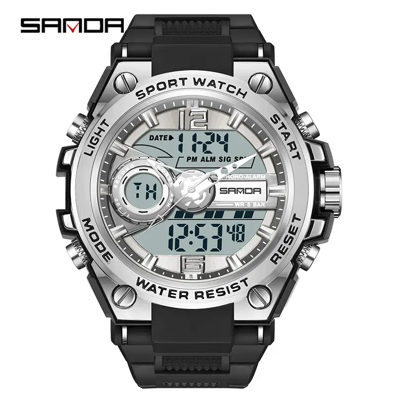 Sanda Red Dual Display Sports Watch for Men Women - Image 39